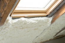 spray foam insulation in attic around skylight window