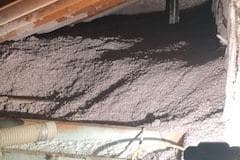 Loose Blown Cellulose on Attic Floor, Westminster, Vermont