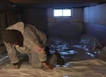Vapor Barrier Application on Crawlspace Floors, Townsend, Vermont