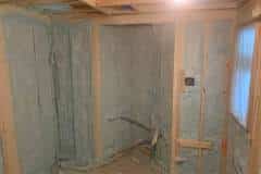 spray foam tiny house lower level walls